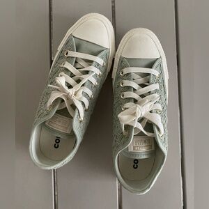 Converse Women's Lace Sneakers in Light Green and White
